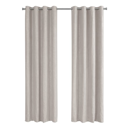 Monarch Specialties Curtain Panel Set, 54"W X 84"L, Grommet, Living Room, Bedroom, Kitchen, Micro Suede, Beige, PK2 I 9817